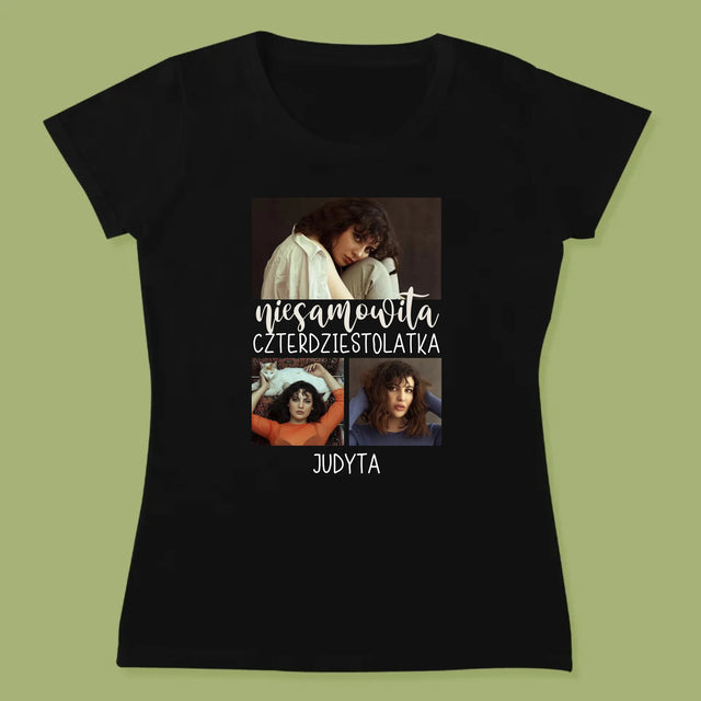 Fotokolaż: Niesamowita Czterdziestolatka - Koszulka Damska z Nadrukiem