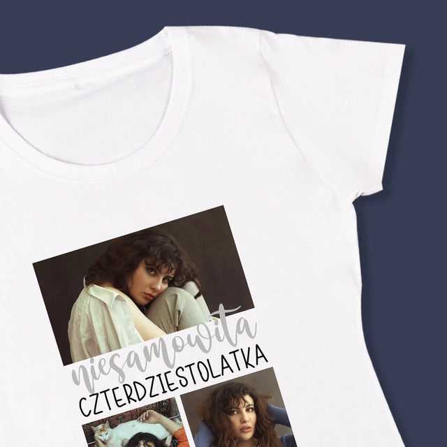 Fotokolaż: Niesamowita Czterdziestolatka - Koszulka Damska z Nadrukiem