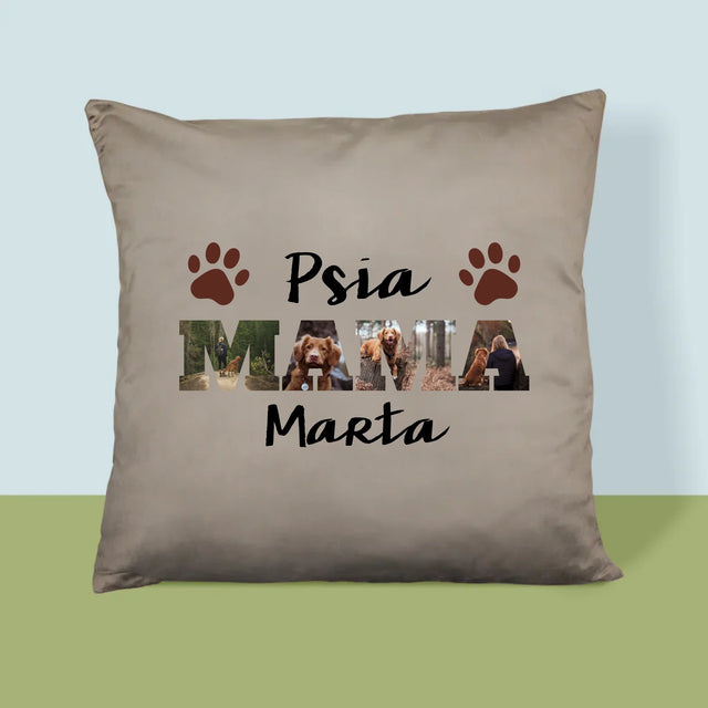 Słowo Ze Zdjęć: Psia Mama z Twoich Zdjęć - Poduszka z Nadrukiem