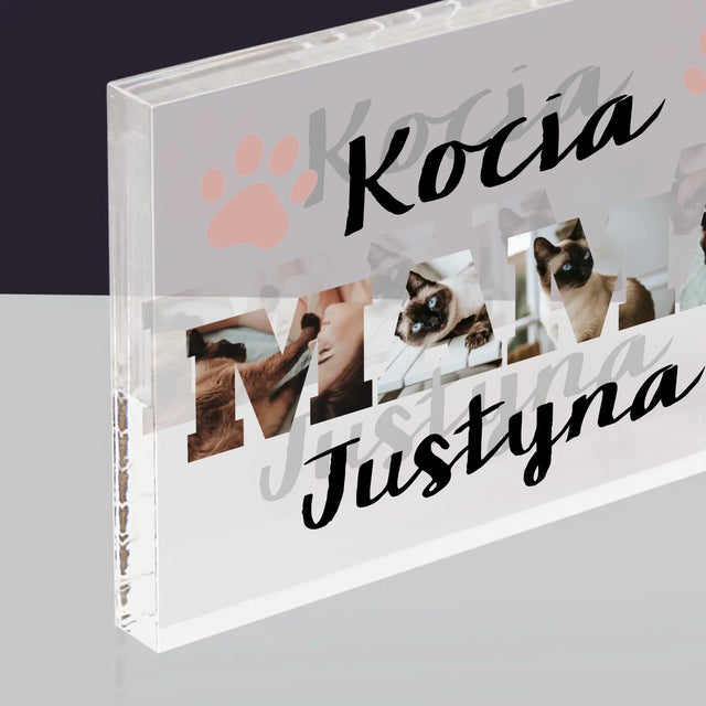 Słowo Ze Zdjęć: Kocia Mama - Blok Akrylowy z Nadrukiem
