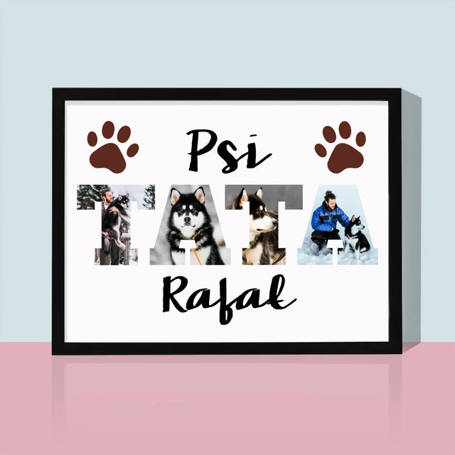 Słowo Ze Zdjęć: Psi Tata - Wydruk Obramowany