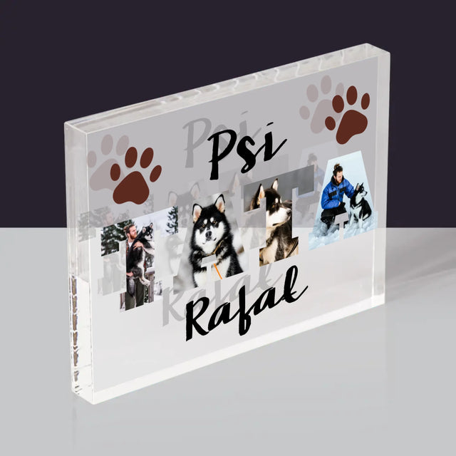 Słowo Ze Zdjęć: Psi Tata - Blok Akrylowy z Nadrukiem