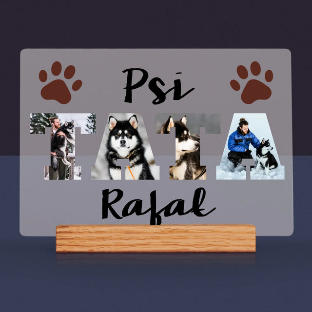 Słowo Ze Zdjęć: Psi Tata - Wydruk Na Szkle Akrylowym