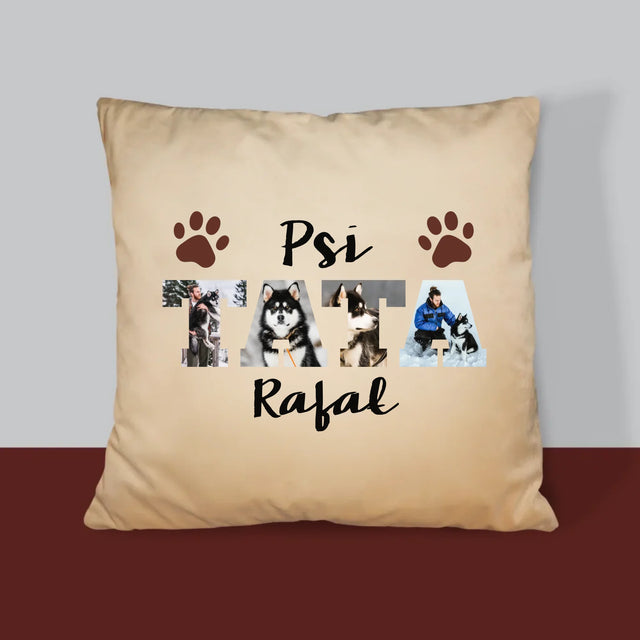 Słowo Ze Zdjęć: Psi Tata - Poduszka z Nadrukiem