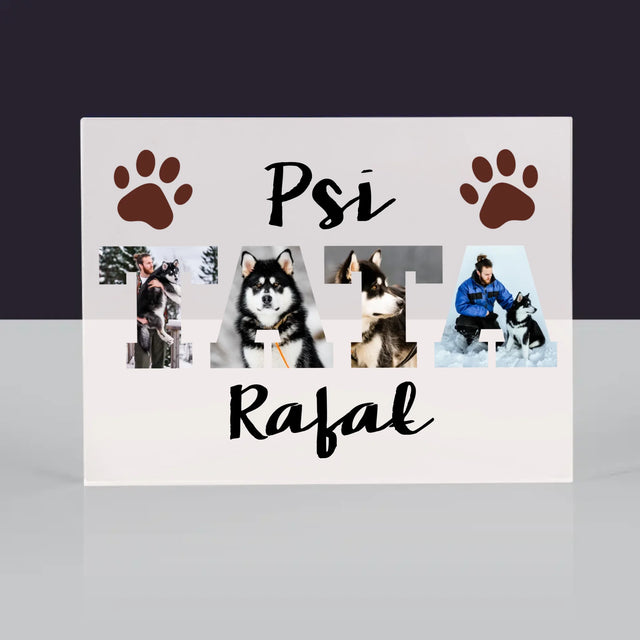 Słowo Ze Zdjęć: Psi Tata - Blok Akrylowy z Nadrukiem