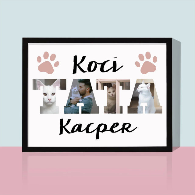 Słowo Ze Zdjęć: Koci Tata - Wydruk Obramowany