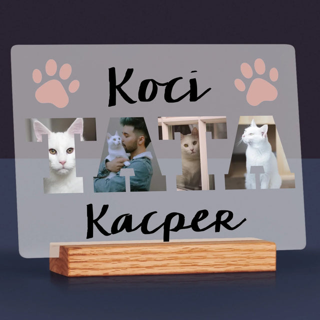 Słowo Ze Zdjęć: Koci Tata - Wydruk Na Szkle Akrylowym