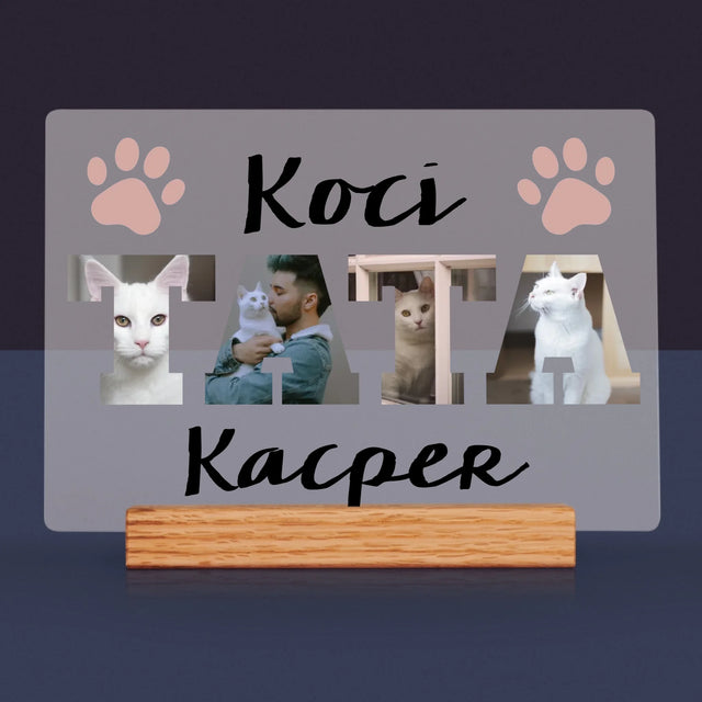 Słowo Ze Zdjęć: Koci Tata - Wydruk Na Szkle Akrylowym