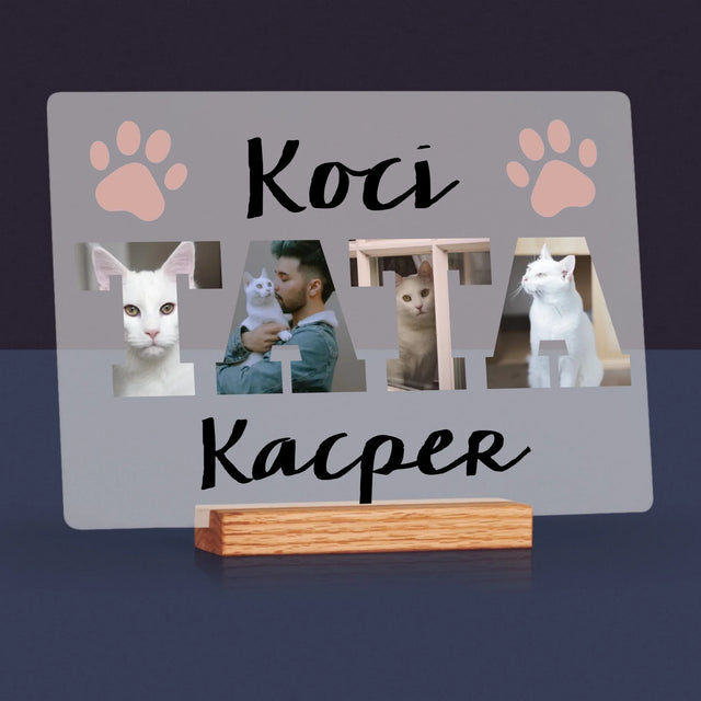 Słowo Ze Zdjęć: Koci Tata - Wydruk Na Szkle Akrylowym