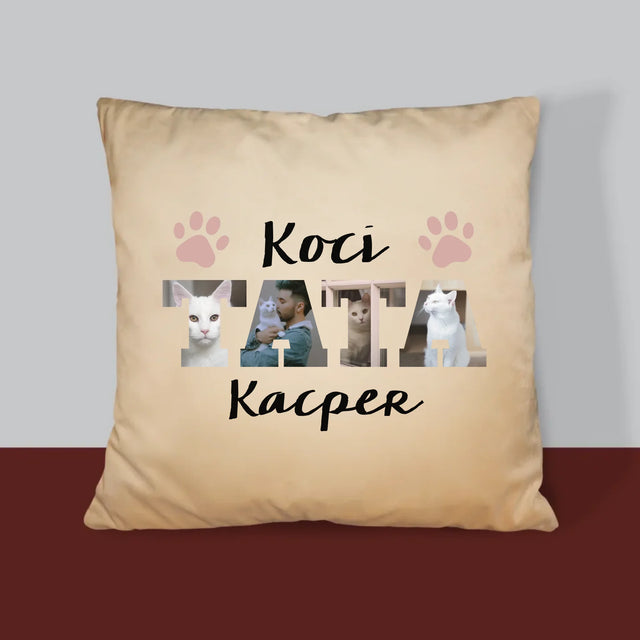 Słowo Ze Zdjęć: Koci Tata - Poduszka z Nadrukiem