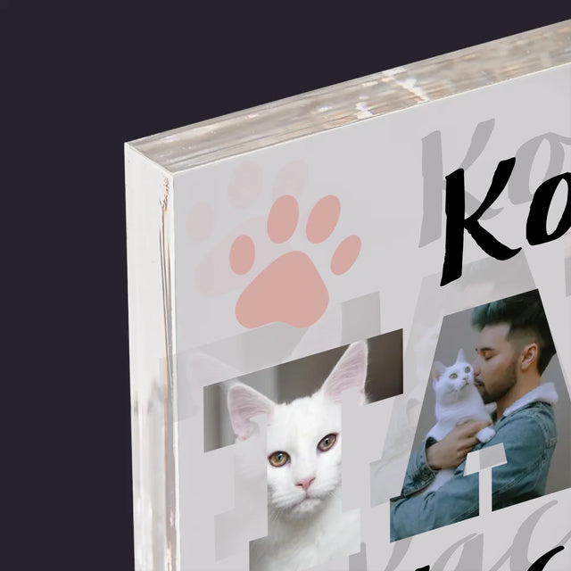 Słowo Ze Zdjęć: Koci Tata - Blok Akrylowy z Nadrukiem