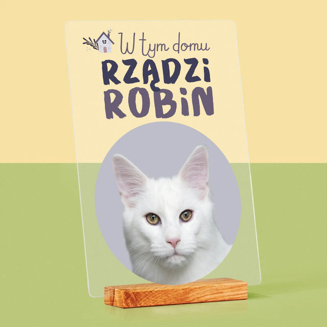 Zdjęcie i Podpis: w Tym Domu Rządzi Zwierzak - Wydruk Na Szkle Akrylowym