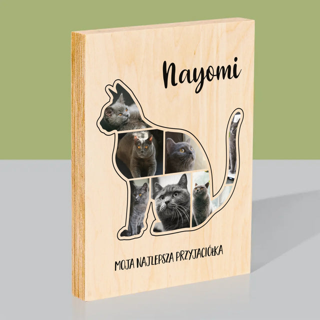 Kształt Ze Zdjęć: Kot Najlepszy Przyjaciel - Wydruk Na Drewnie