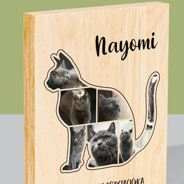 Kształt Ze Zdjęć: Kot Najlepszy Przyjaciel - Wydruk Na Drewnie