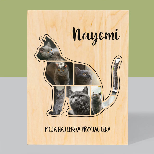 Kształt Ze Zdjęć: Kot Najlepszy Przyjaciel - Wydruk Na Drewnie