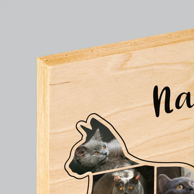 Kształt Ze Zdjęć: Kot Najlepszy Przyjaciel - Wydruk Na Drewnie