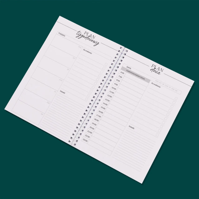 Fotokolaż: Ściana Galerii z Pupilem - Planer Na Spirali - Dzienny