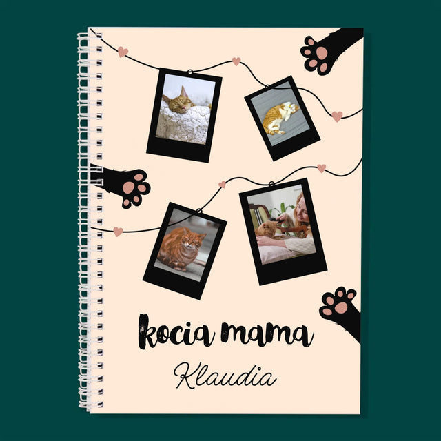 Fotokolaż: Kocia Mama Polaroidy - Planer Dzienny z Nadrukiem