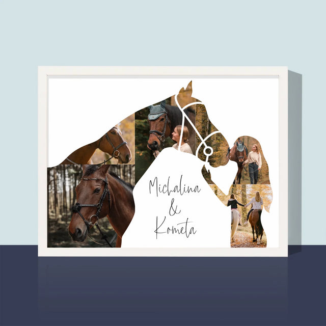Kształt Ze Zdjęć: Dziewczyna z Koniem - Wydruk Obramowany