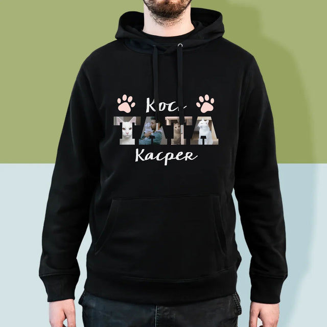 Słowo Ze Zdjęć: Koci Tata - Bluza Męska z Kapturem