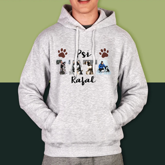 Słowo Ze Zdjęć: Psi Tata - Bluza Męska z Kapturem