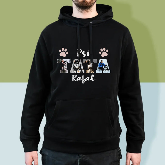 Słowo Ze Zdjęć: Psi Tata - Bluza Męska z Kapturem