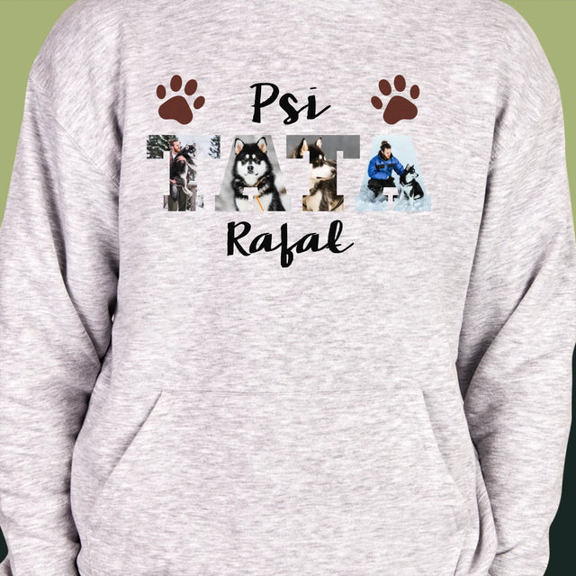 Słowo Ze Zdjęć: Psi Tata - Bluza Męska z Kapturem