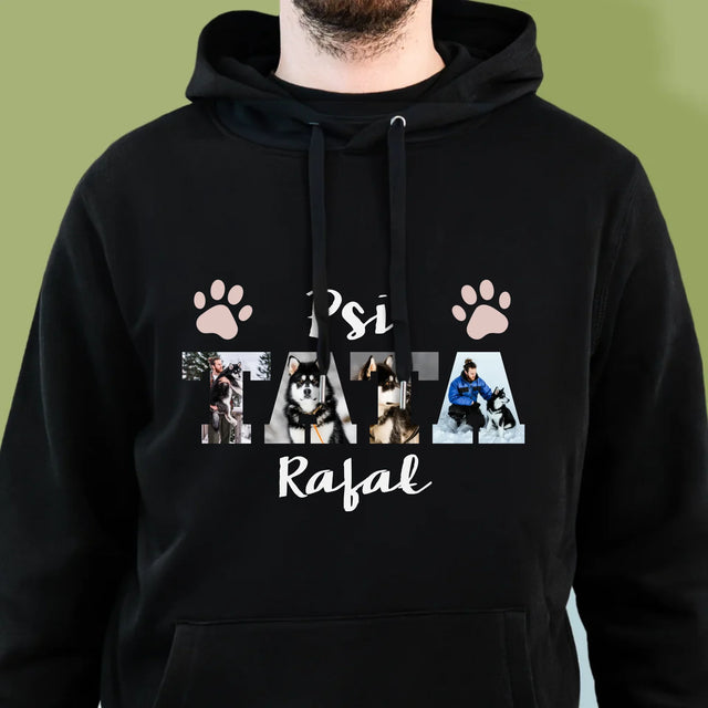 Słowo Ze Zdjęć: Psi Tata - Bluza Męska z Kapturem