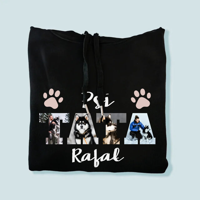 Słowo Ze Zdjęć: Psi Tata - Bluza Męska z Kapturem