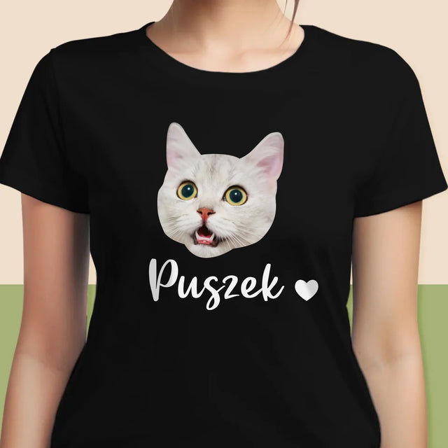 Twoja Postać: Głowa Twojego Kotka - Koszulka Damska z Nadrukiem