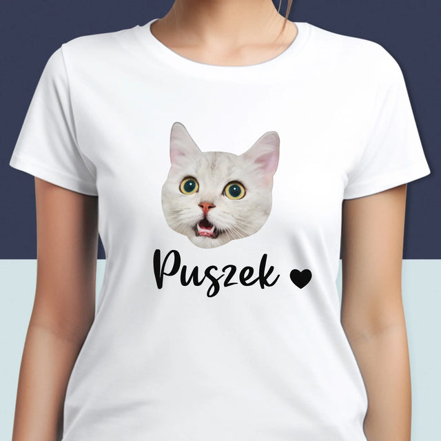 Twoja Postać: Głowa Twojego Kotka - Koszulka Damska z Nadrukiem