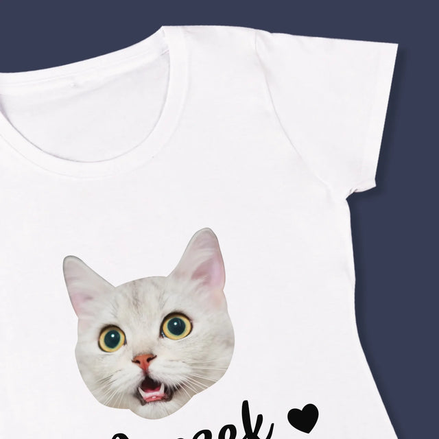 Twoja Postać: Głowa Twojego Kotka - Koszulka Damska z Nadrukiem