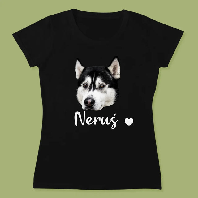 Twoja Postać: Głowa Twojego Pieska - Koszulka Damska z Nadrukiem