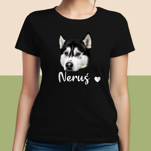 Twoja Postać: Głowa Twojego Pieska - Koszulka Damska z Nadrukiem