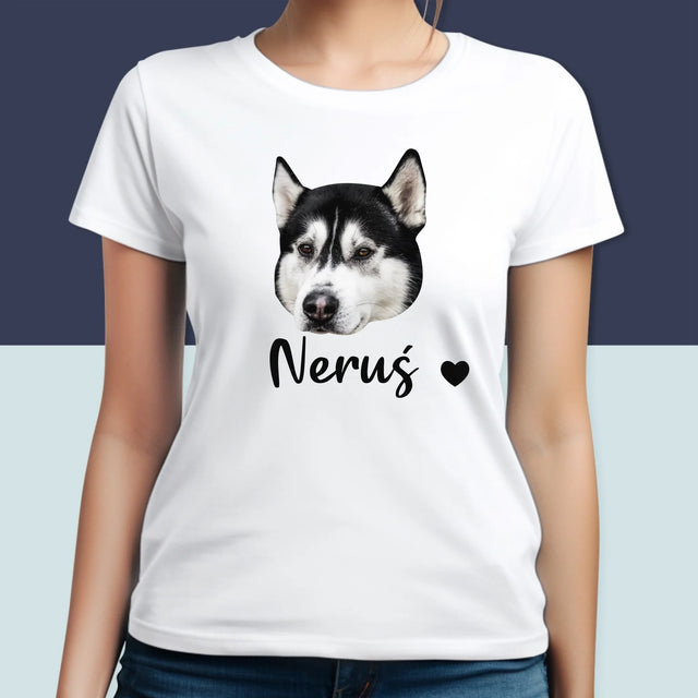 Twoja Postać: Głowa Twojego Pieska - Koszulka Damska z Nadrukiem