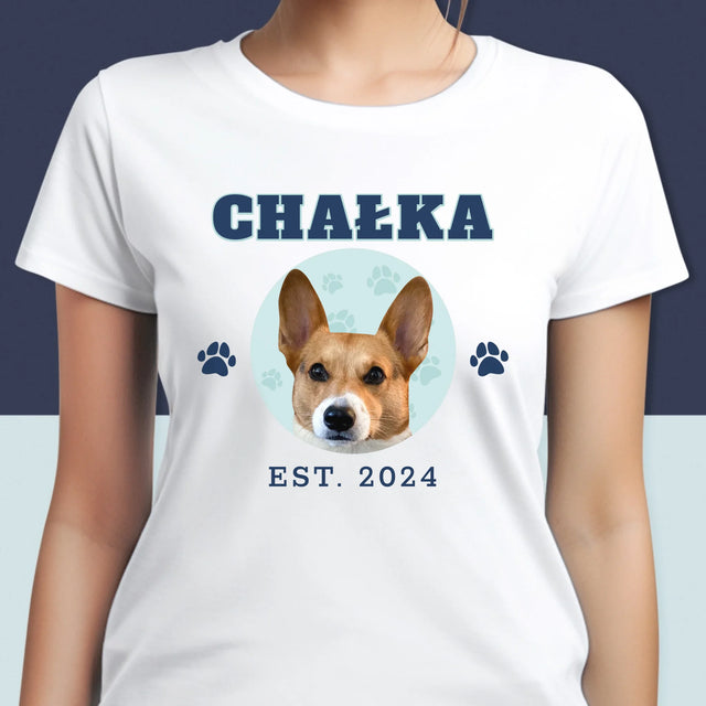 Twoja Postać: Twój Pies Varsity - Koszulka Damska z Nadrukiem