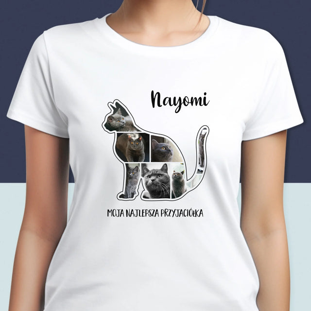 Kształt Ze Zdjęć: Kot Najlepszy Przyjaciel - Koszulka Damska z Nadrukiem