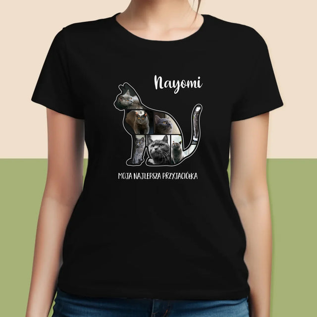 Kształt Ze Zdjęć: Kot Najlepszy Przyjaciel - Koszulka Damska z Nadrukiem