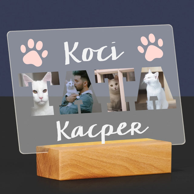 Słowo Ze Zdjęć: Koci Tata - Wydruk Na Szkle Akrylowym