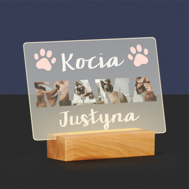 Słowo Ze Zdjęć: Kocia Mama - Wydruk Na Szkle Akrylowym