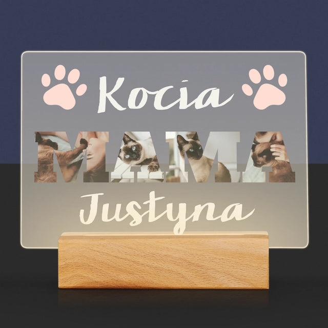 Słowo Ze Zdjęć: Kocia Mama - Wydruk Na Szkle Akrylowym
