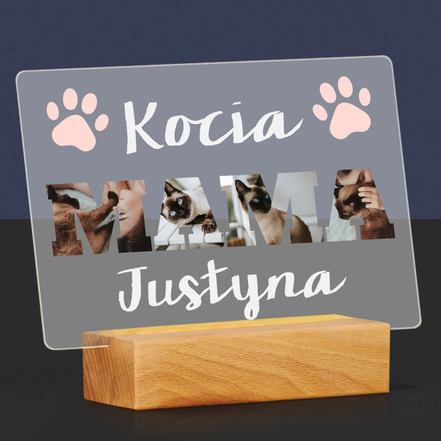 Słowo Ze Zdjęć: Kocia Mama - Wydruk Na Szkle Akrylowym