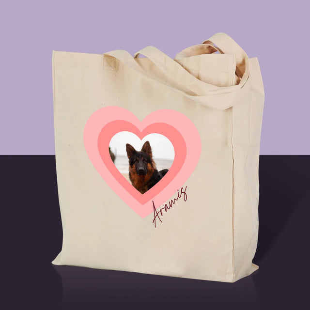 Zdjęcie i Podpis: Zdjęcie Pupila w Sercu - Torba Płócienna z Nadrukiem
