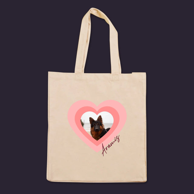 Zdjęcie i Podpis: Zdjęcie Pupila w Sercu - Torba Płócienna z Nadrukiem