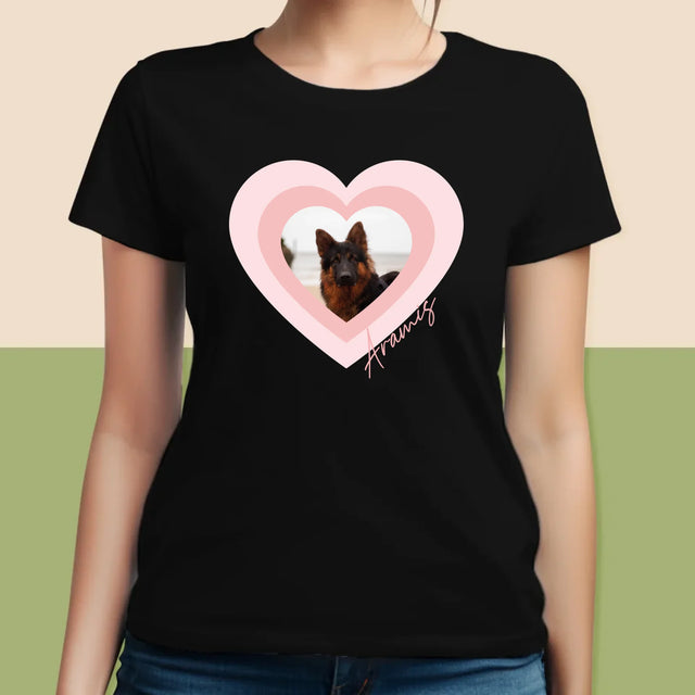 Zdjęcie i Podpis: Zdjęcie Pupila w Sercu - Koszulka Damska z Nadrukiem