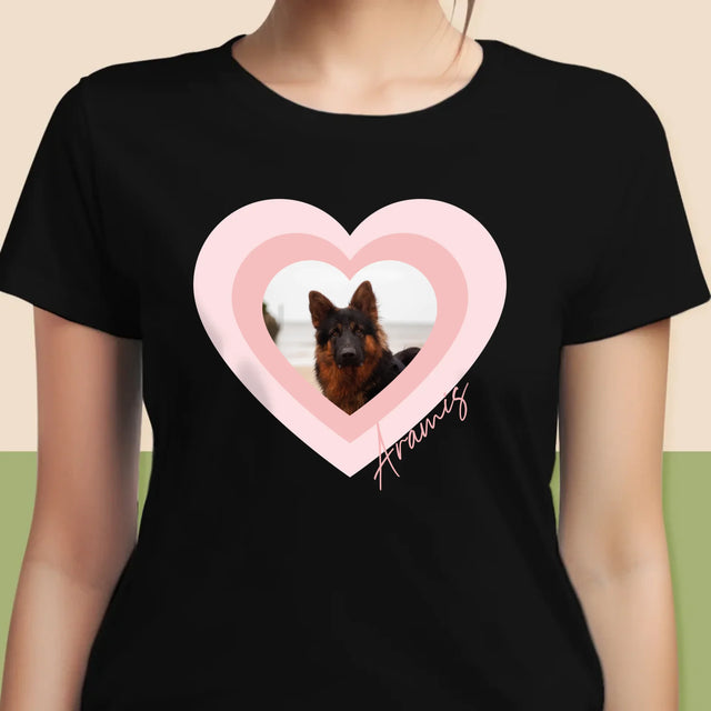 Zdjęcie i Podpis: Zdjęcie Pupila w Sercu - Koszulka Damska z Nadrukiem
