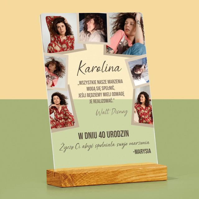 Fotokolaż: 40 Urodziny Spełniaj Marzenia - Wydruk Na Szkle Akrylowym