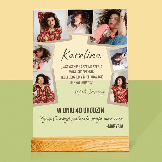 Fotokolaż: 40 Urodziny Spełniaj Marzenia - Wydruk Na Szkle Akrylowym