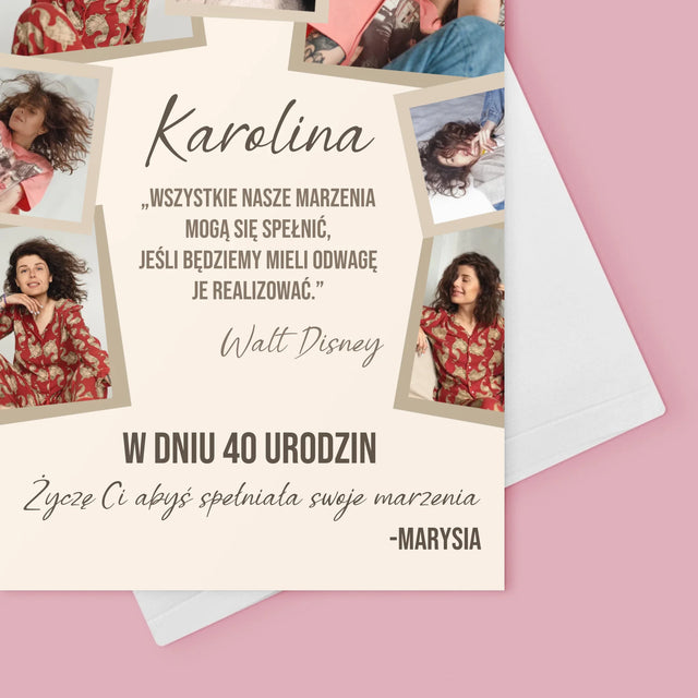 Fotokolaż: 40 Urodziny Spełniaj Marzenia - Kartka Z Życzeniami