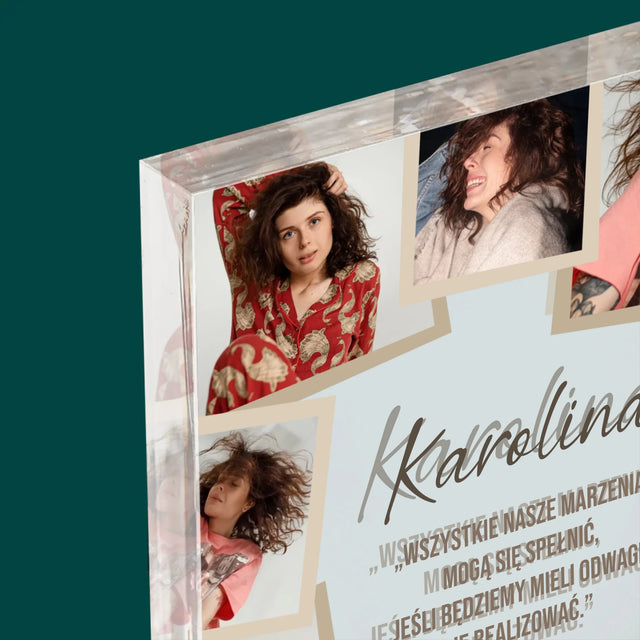 Fotokolaż: 40 Urodziny Spełniaj Marzenia - Blok Akrylowy z Nadrukiem